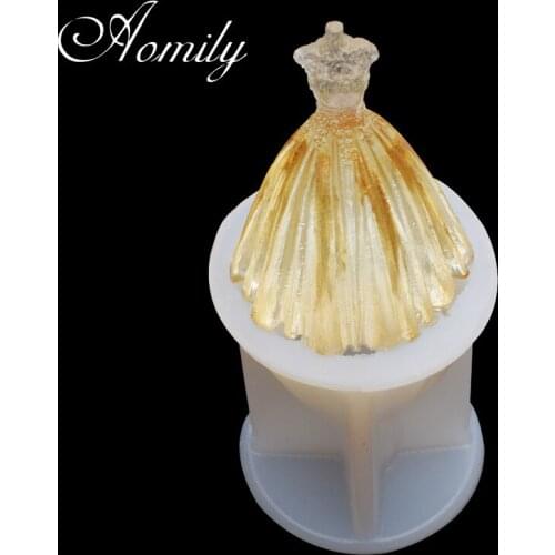 Aomily Wedding Dress Silicone Molds Cake Chocolate Mold Wedding Cake Decorating Tools Fondant Sugarcraft Ice Block Soap Mould