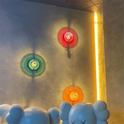 Modern Round Acrylic UFO Wall Lamps Atmosphere Restaurant Cafe Bar Corridor Living Room Bedroom Wall Light Interior LED Fixtures