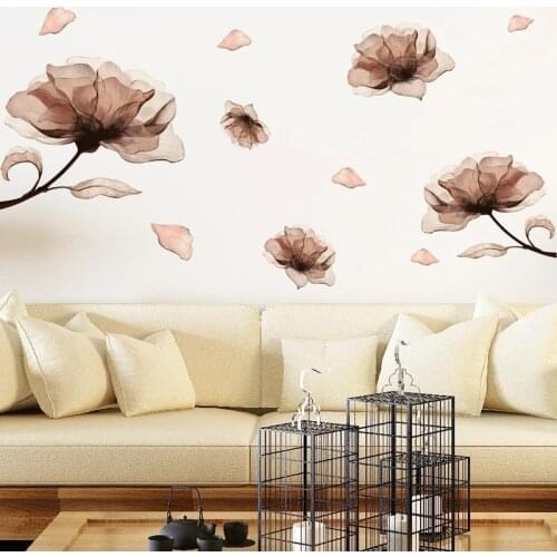 Modern Wall Stickers Flowers DIY Girl Room Decor Aesthetic Bedroom Living Room Wall Decoration Self-adhesive Wallstickers Mural