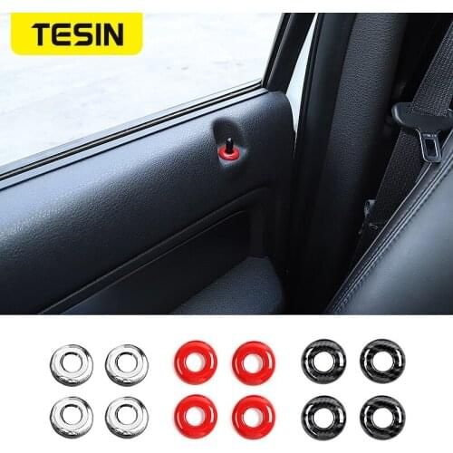 TESIN Car Sticker For Ford F150 Car Interior Door Lock Bolt Decoration Ring Cover Accessories For Ford F150 Raptor 2009-2014