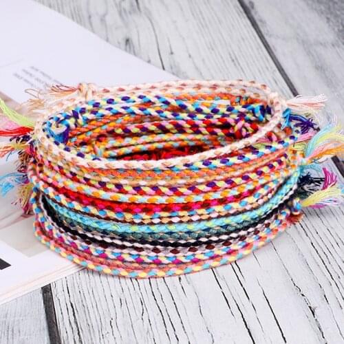 Tibetan String Bracelets for Women Men Colorful Cord Woven Tassel Knots Thread Rope Bracelet Ethnic Jewelry Bohemia Couple Gifts