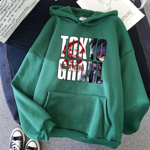 Tokyo Ghoul Anime Plus Size Hoodies Men Letter Print Clothes For Teens Streetwear Autumn Daily Casual Hooded Tops Sweatshirt