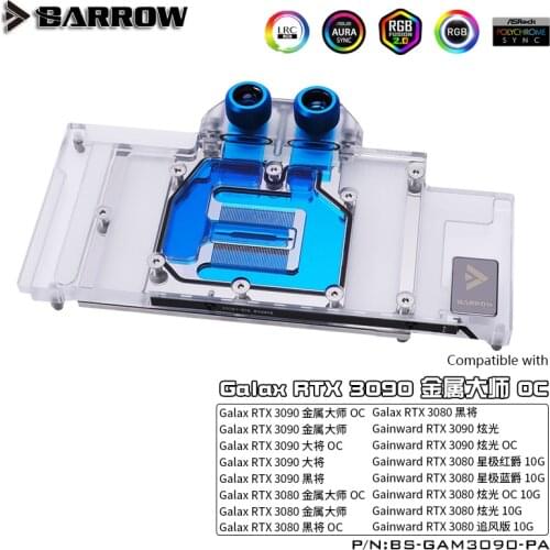 BARROW Full coverage Water Block use for Galax/Gainward RTX 3080/3090 OC GPU Card copper radiator block 5V 3PIN Header A-RGB