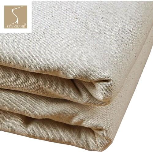 Vintage Style Embroidery Plain Woven Fabric Heavyweight Unprimed Natural Plain Cotton Canvas Duck