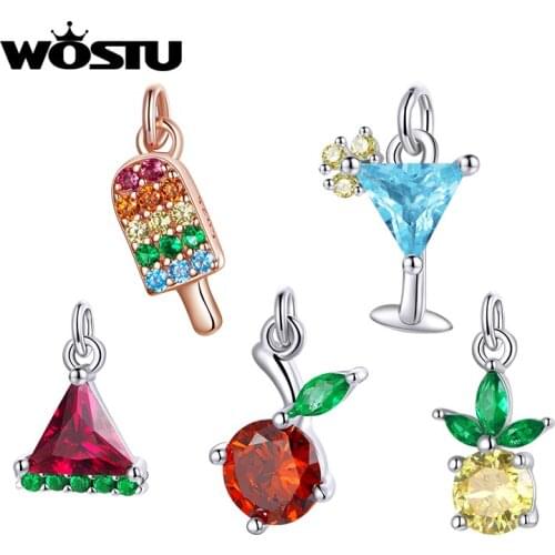 WOSTU 925 Sterling Silver Summer Sweetheart Series Aperture Size 0.2cm Pendant fit Bracelets & Necklace Women Jewelry BNP002