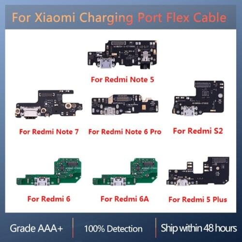 Charging Port PCB Board For Xiaomi Redmi Note 5 Note 7 Note 6 Pro S2 6 6A 5 Plus Charging Port Flex Cable Ribbon Replacement USB