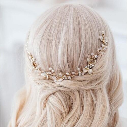 Gold/Silver Flower Hair Vine Wedding Tiara Women Insert Comb Headband Handmade Bridal Hair Piece Accessories Jewelry