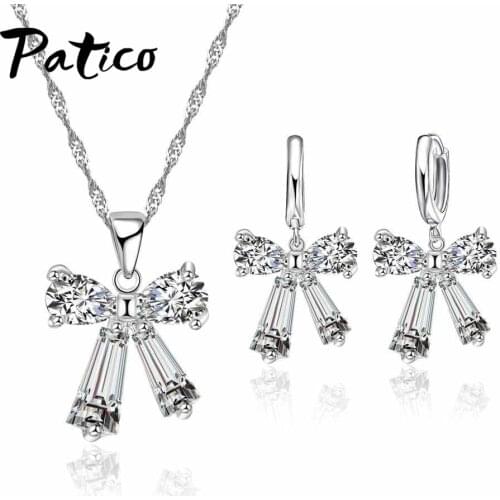 Fashion Wedding Gift Jewelry 925 Sterling Silver Butterfly Shape Crystal Earrings Necklace Set Women Jewelry Sets Baijoux