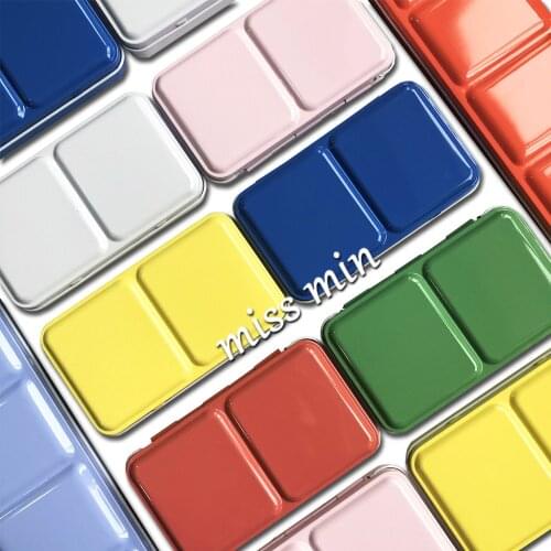 12 Color Watercolor Oil Paints Tin Box Whole Solid Split Empty Half Solid Pans Palette Painting Storage Paint Tray Box Paint Box