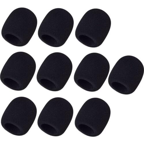 10 Pack Foam Mic Cover Handheld Microphone Windscreen, Black