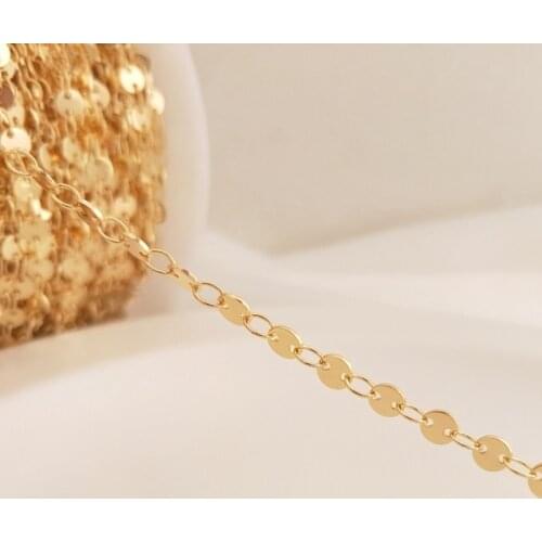 2M/Pack Plated True Gold Necklace 4MM Round Bracelet Chains DIY Jewelry Making Accessories Jewellery Findings