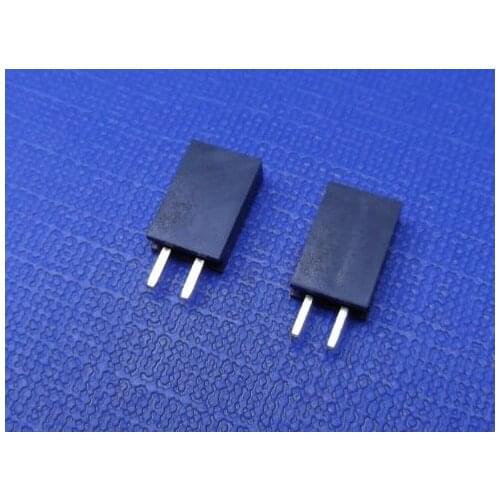 200pcs 1x2P 2 Pin 2.54 Pin Header Female Single row Straight Through Hole gold plated Insulator height 8.50mm Rohs