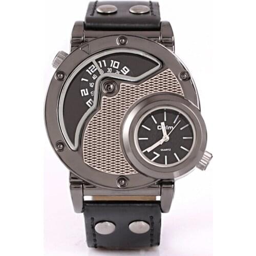 2018 Fashion New Army Military sport Oulm 9591 Double Time Watch Quartz Wristwatch Male clock Gift Brand Reloj Relogio Masculino