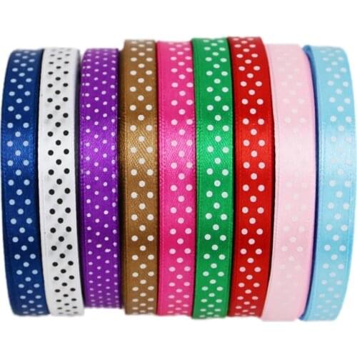 25 yards/roll) 10mm dots printed cartoon satin ribbon gift wrap decoration ribbons