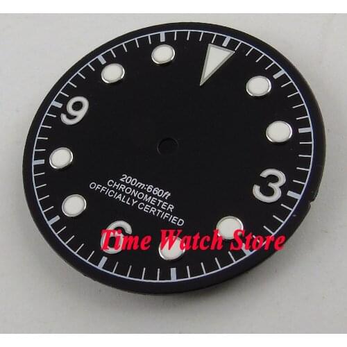 30.4mm black sterial dial luminous white marks Watch Dial fit ETA 2824 2836 MIYOTA 8215 821A Automatic Movement D54