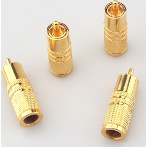 4Pcs Gold Plated RCA Plug AV Plug Audio Cable Adapter Connector 8-10MM Installed