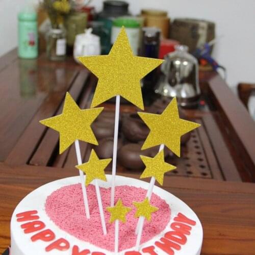 Baking Supplies Heart Glitter Star Cake Flag Birthday Party Decorative Stuff