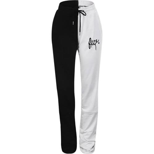 Breathable Ladies Color Matching Pants, Summer Autumn Women Fashionable Double Color Splicing Long Trousers Streetwear