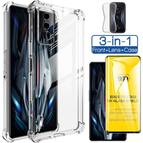 Funda/Coque/Capa Poco X3 NFC F3 Case,Transparent Phone Case + Tempered Glass For Xiaomi Poco X3 Little M3 M2 PocoPhone F2 Pro 360 Bumper Airbag Anti-Shock Protective Cover On Poko Poco X 3 NFC Silicone Case
