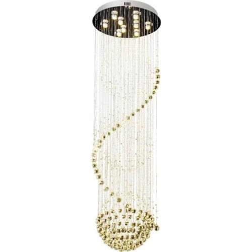 D60*H180cm Modern Contemporary Round Rain Drop Raindrop Crystal Chandelier Light Fixture for Staircase Kit Hallway High Ceiling