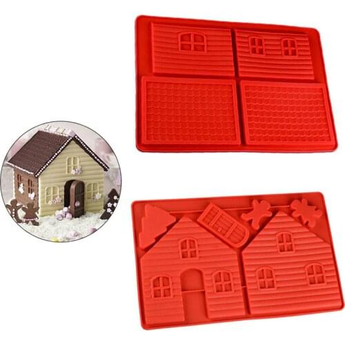 DAISUHOOM 1Pcs DIY Christmas Gingerbread House Silicone Cake Baking Mold for Chocolate Biscuit Dessert Bakeware Decorating Tools