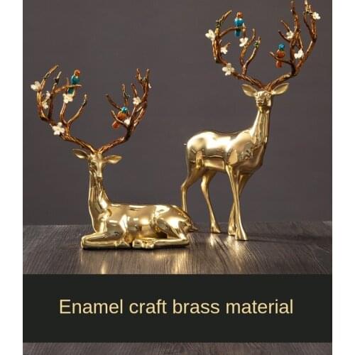 Enamel Color Gift Deer Decoration Sika Deer European Style Living Room Crafts Wine Cabinet Entrance Decoration Brass Creative