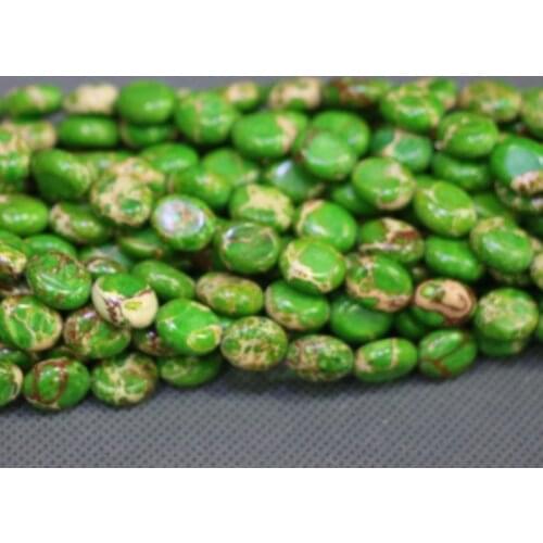 Kindgems Emperor Imperial Green Beads Gems Stone Beads Strand Diy For Jewelry Making for Women Oval Shape Smooth Surface Beads