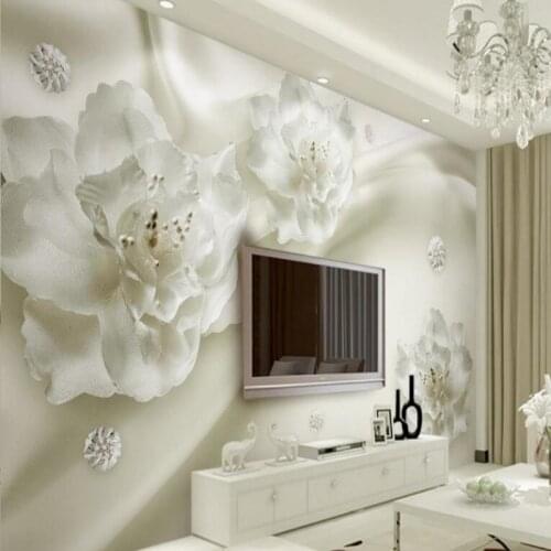 Beibehang Personalized 3D wallpaper beautiful light silk flowers European style luxury three-dimensional European-style wall