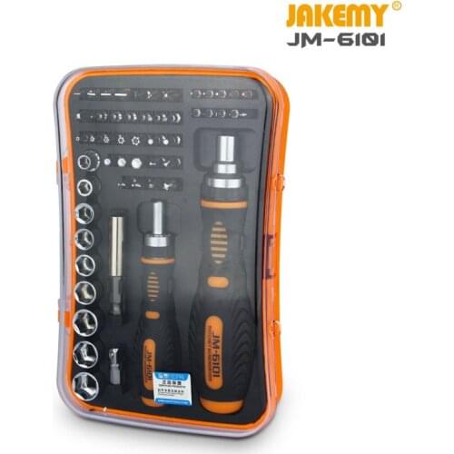 JAKEMY Portable Ratchet Screwdriver Set Slotted Phillips Tool Box with Magnetic Bits for Cellphone DIY Repair