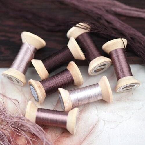 Handmade embroidery embroidery thread spool / silk embroidery thread / wrapped silk silk thread /light Chestnut / each 20 meters