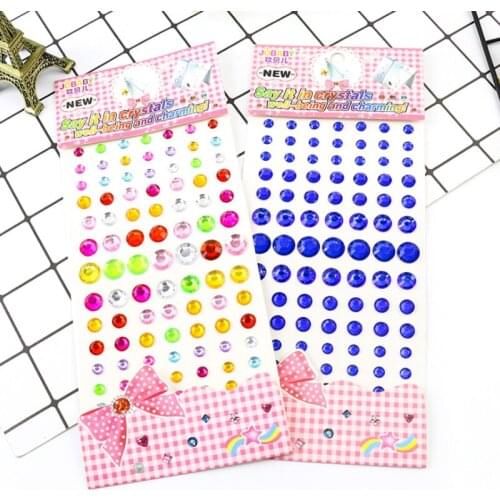Kawaii Acrylic Round Diamond Sticker Notebook Decor Scrapbooking Cell Phone Nail Stick Label Sticker Stationery