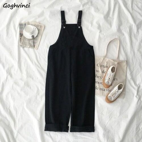 Jumpsuits Women Spring Summer Preppy Style Loose Solid Trousers Female Wide Leg Bottoms Ladies Fashion Casual Ulzzang All-match