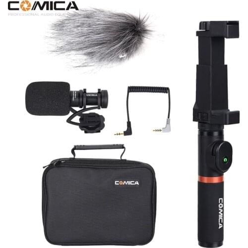 COMICA Smartphone Video Microphone Kit Handle CVM-VM10-K3 Bluetooth Handle Microphone Recording for IPhone Vlog MIC Studio