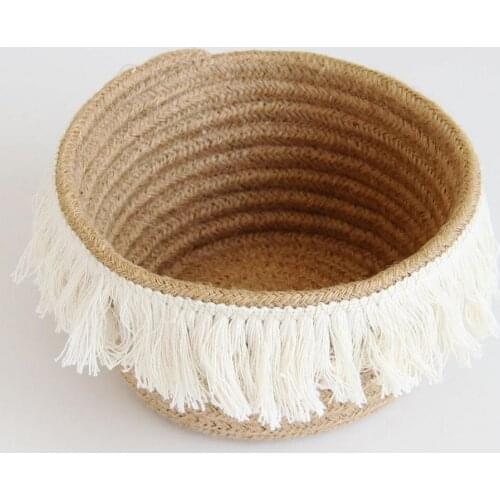 Storage Basket Natural Anti-deform Jute Handmade Snacks Natural Organizer Basket Home Decoration cesta organizador