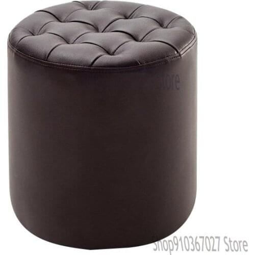 Leather Small Round Stool Shoe Changing Stool Living Room Solid Wood Leather Pier Square Stool Modern Minimalist Door Shoe Stool