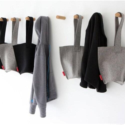 Sqinans Natural Wood Clothes Hanger Wall Mounted Coat Hook Decorative Key Holder Hat Scarf Handbag Storage Hanger Bathroom Rack