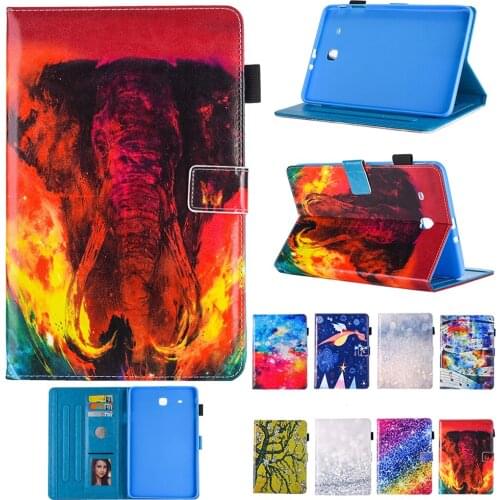 Fashion Elephant Rain Dragon Print Flip PU Leather Stand Case For Samsung Galaxy Tab E 9.6 T560 SM-T560 T561 Smart Cover Cases