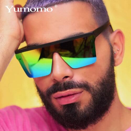 Oversized square sunglasses ladies big frame luxury brand fashion flat-top color lenses one mens gradient Gafas visor UV400