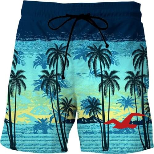 2021 New Summer Hot Men Beach Short Quick Dry 3d Coconut Tree Printed Elastic Waist Mens Shorts swimming casual board shorts