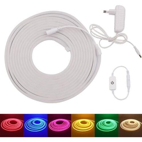 DC 12V Neon Strip Dimmerable Waterproof White Pink Red Blue Green Yellow Night Lamp SMD 2835 120LEDs/m Flexible LED Strip Light