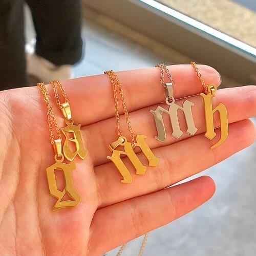 Initial necklace for women letter necklace Gold Chain stainless steel necklaces old english chain Jewelry Gifts for the new year