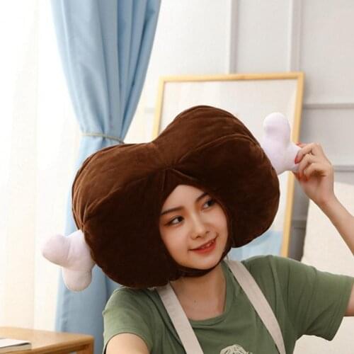 Chicken Leg Headgear Hat No Stuffiness Easily Maintain Costume Accessories Cartoon Chicken Leg Helmet Plush Headgear for Girl