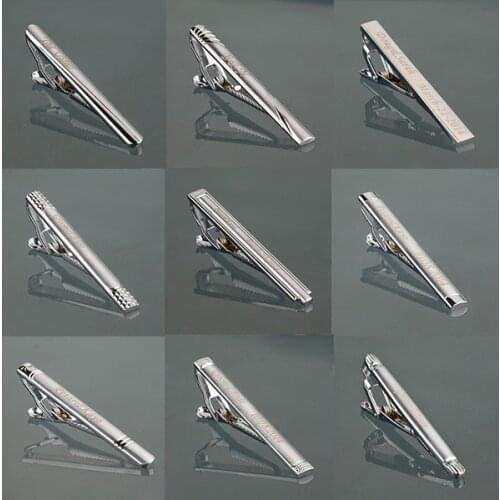 Groom Gift Wedding Customization DIY Logo Name Pattern for Men Silver Color Business Tie Pin Clasp Necktie