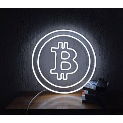 Custom Bitcoin Neon Logo Sign Led Acrylic Flex Transparent Light Decor Window Wall Hanging for Home Room Bedroom Party