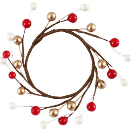 Christmas Wreath Foam For Home Decor Accessories Simulation Garland Ornament Candle Decoration Artificial Red Berry Ring