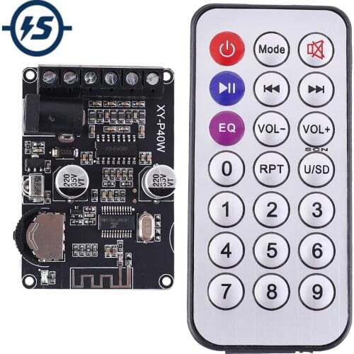 Stereo Bluetooth Power Amplifier Board 5V 12V 24V 20W 30W 40W Bluetooth Receiver Module Infrared Remote Control with Case