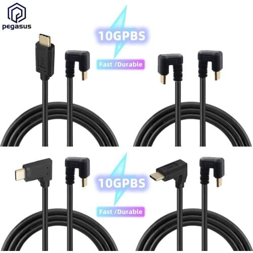 U Angled 10Gbps Type-C USB 3.1 Male to USB-C 90 Degree Angle Male Extension Data Charging Cable