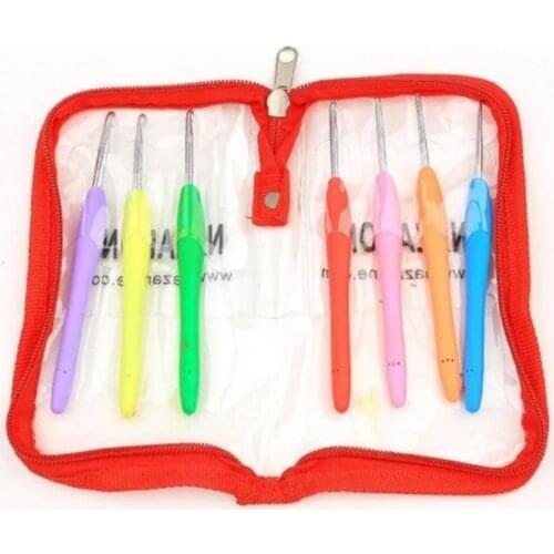 Knitting Wool Crochet Bag with Silicon Handle 7 Pieces Special Bag Handcrafted Knitting Lace