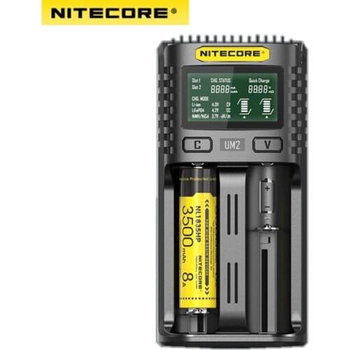 100% Original Nitecore UM4 UM2 USB QC Battery Charger Intelligent Circuitry Global Insurance li-ion AA AAA 18650 21700 26650