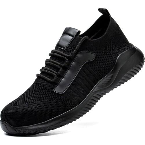 Safety Shoes steel toe Men Black Breathable Comfortable Sports Shoes Fashion Anti-smashing Mens Work Shoes Autumn Sneakers